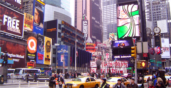Times Square at Manhattan New York city... originally called Longacre Square, in 1904 it became known as Times Square and it is often debated as to whether it was at the bidding of New York Times owner Alfred Ochs when the New York Times headquarters were built on 42nd Street where Broadway and 7th Avenue meet or whether the owners of the independently owned subways in the neighborhood made it happen... At time square you will enjoy lights, professional marketing, news, Broadway theaters and fun
