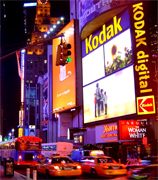 Broadway's huge number of animated neon and television-style signage have long made it one of New York's iconic symbols, and a symbol of the intensely urban Manhattan. Times Square is the only neighborhood in New York with a zoning ordinance requiring tenants to display bright signs. The density of illuminated signs in Times Square now rivals Las Vegas... Broadway theater's area it is located at Time Square Manhattan New York City